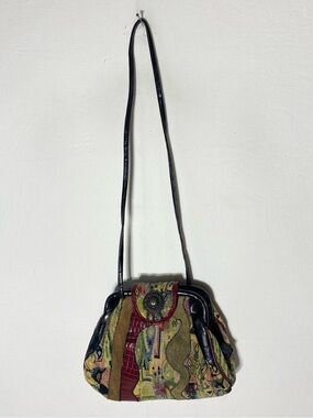 Vintage 90s Bohemian Tapestry Shoulder Bag Purse Whimsigoth Boho Grunge Hippie